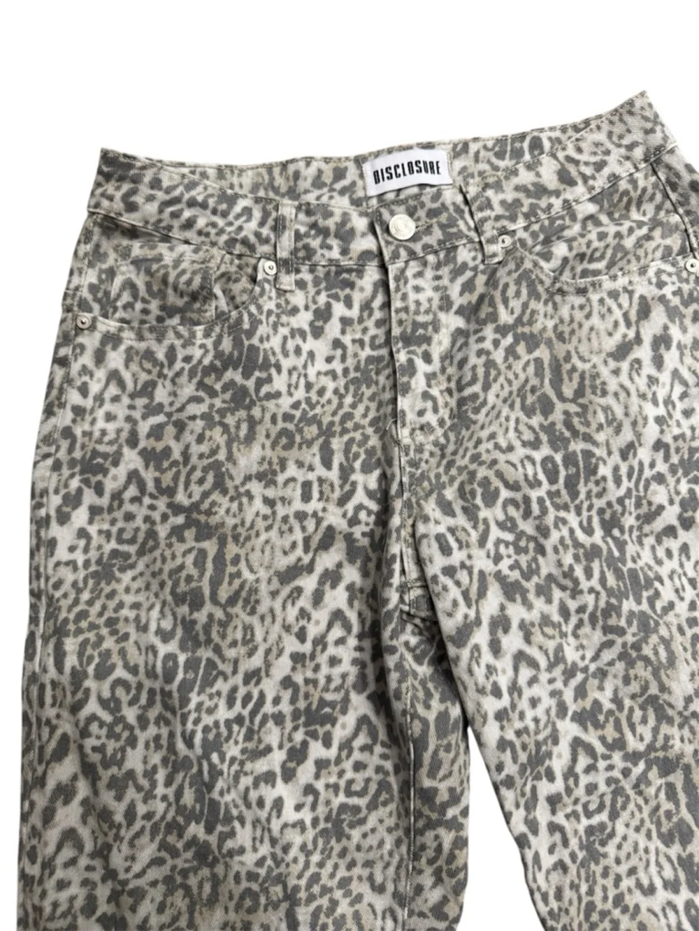 Leopard Print Straight Leg Jeans | Neutral Animal Print Denim | Size 7/28 - Picture 3 of 6
